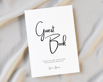 Modern Wedding Guest Book Sign Template: Customizable Canva Design (A4, 8x10) (Digital Download)