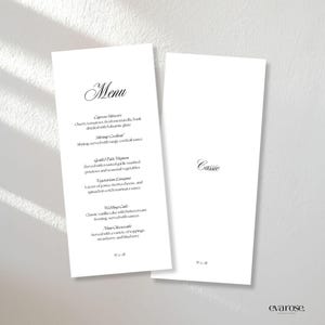 Wedding Menu & Name Cards Template Double Sided, Printable Wedding Menu Card Customisable Place Cards for Weddings, Editable Menu Card Canva