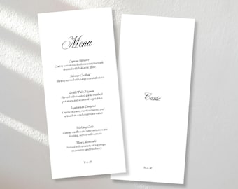 Wedding Menu & Name Cards Template Double Sided, Printable Wedding Menu Card Customisable Place Cards for Weddings, Editable Menu Card Canva