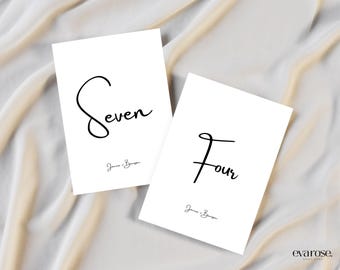 Elegant Wedding Table Numbers Template: Minimalist Canva Design (Digital Download)