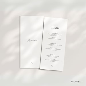 Wedding Menu & Name Cards Template Double Sided, Printable Wedding Menu Card Customisable Place Cards for Weddings, Editable Menu Card Canva