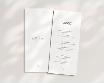 Wedding Menu & Name Cards Template Double Sided, Printable Wedding Menu Card Customisable Place Cards for Weddings, Editable Menu Card Canva