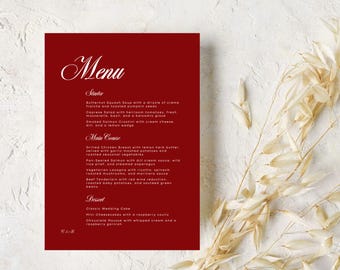 Elegant Wedding Menu Template: Pink & Red, Customizable on Canva (Digital Download)