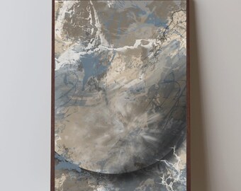 Shadow Moon Abstract Art Print | Minimalist Lunar Wall Art (Digital Download)
