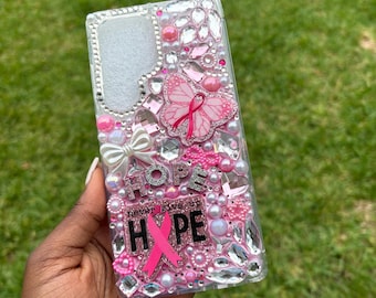 Handmade Bling Resin iPhone Case – Breast Cancer Awareness Pink Ribbon