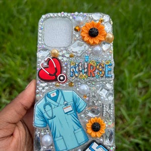 Bling Nurse Phone Case – Handmade Resin Rhinestone Cover image 5