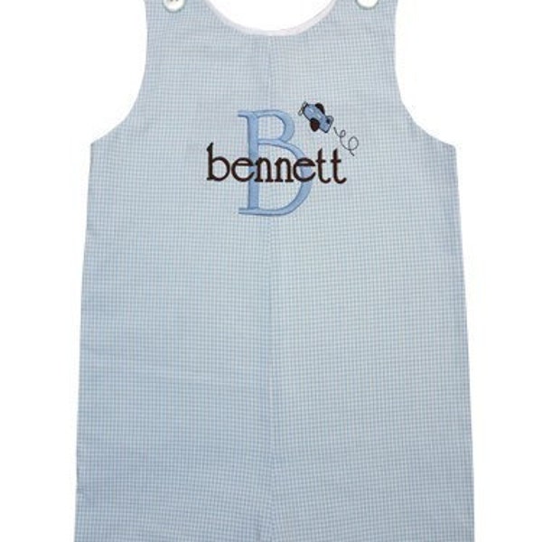 Monogrammed Light Blue Gingham Jon Jon