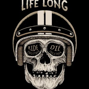 Life Long Biker – Motorcycle Poster, Biker Wall Art, Garage Decor, Man Cave Print, Vintage Style Motorcycle Art