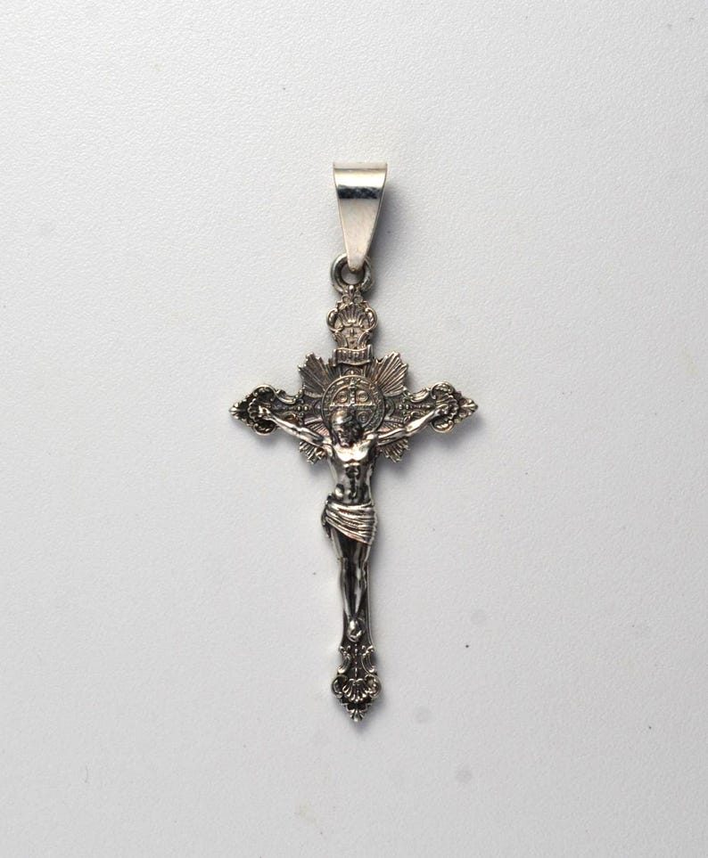 sterling silver INRI Crucifix cross with patina finish image 5