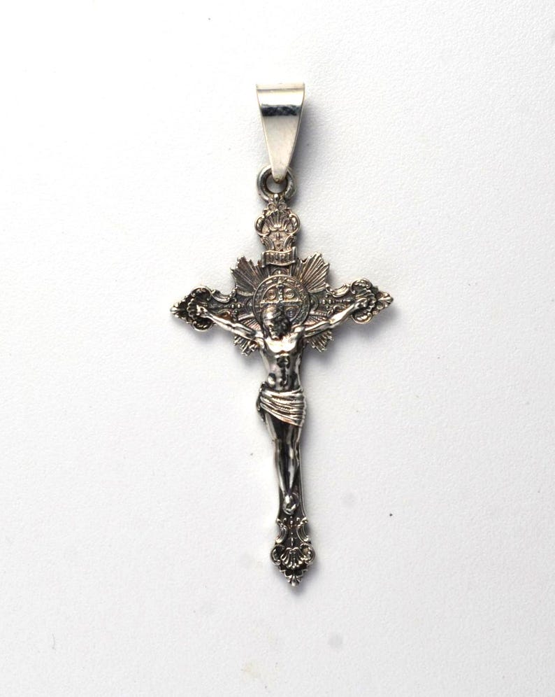 sterling silver INRI Crucifix cross with patina finish image 4