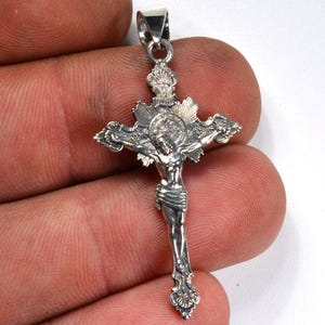 sterling silver INRI Crucifix cross with patina finish image 2
