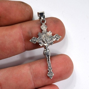 sterling silver INRI Crucifix cross with patina finish image 6