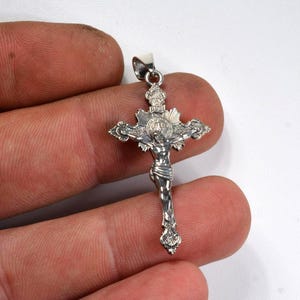 sterling silver INRI Crucifix cross with patina finish image 7
