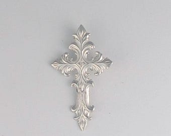 Sterling silver medieval style cross hidden bail