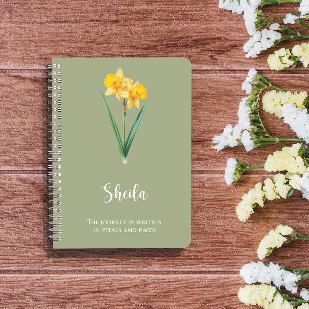 Personalized March Birth Flower and Name Spiral Notebook Journal - 6