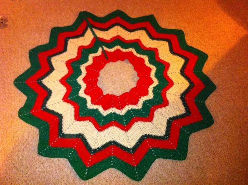 Retro Ripple Crochet Christmas Tree Skirt Etsy Canada