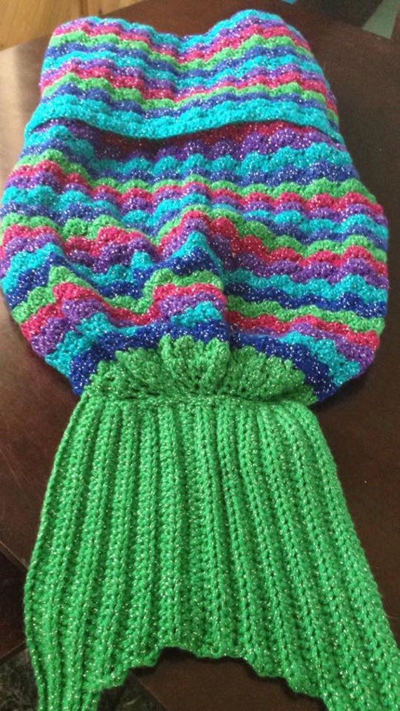 Multi Colored Mermaid Tail Blanket Size Large Etsy