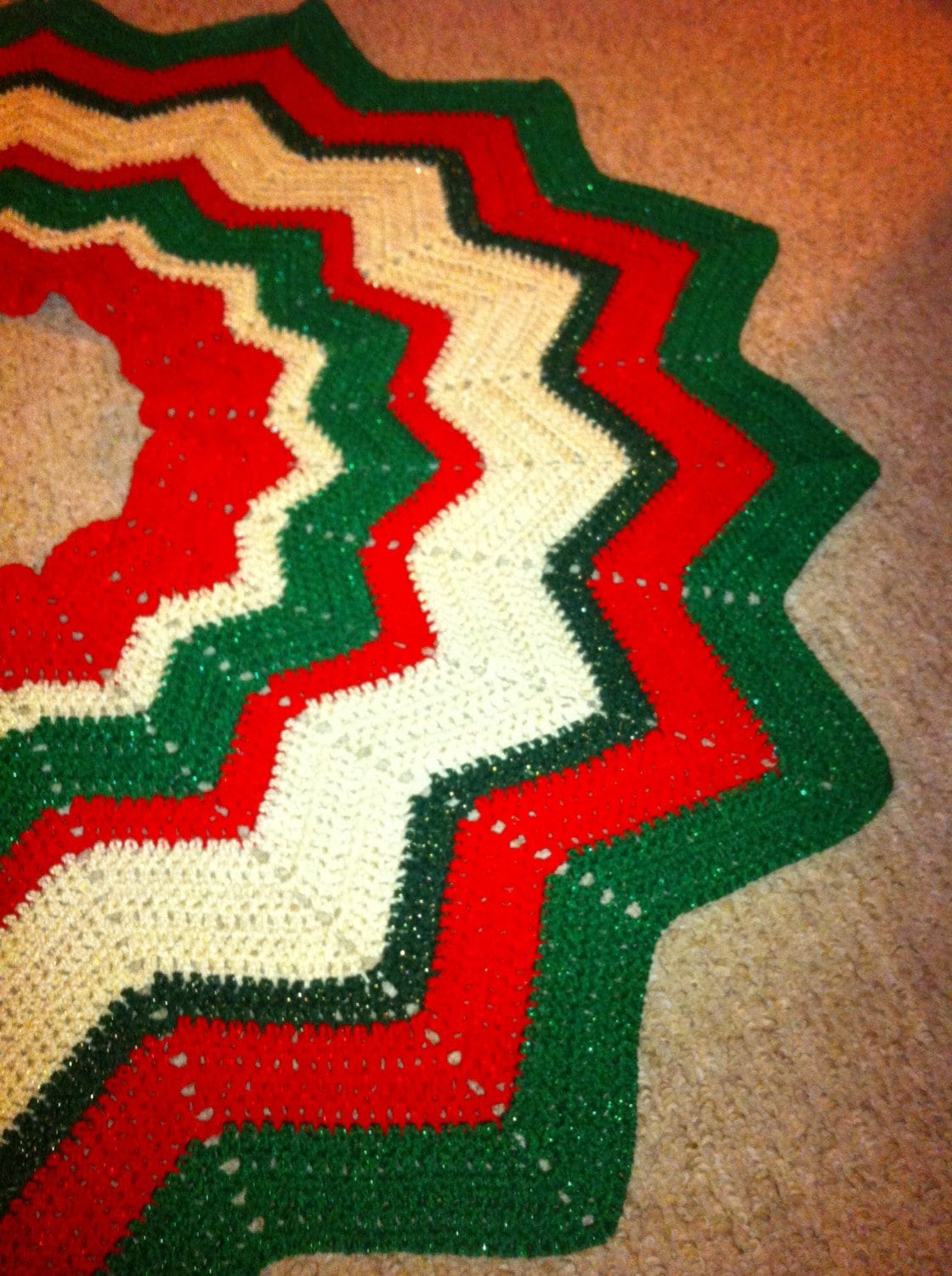 Retro Ripple Crochet Christmas Tree Skirt Etsy