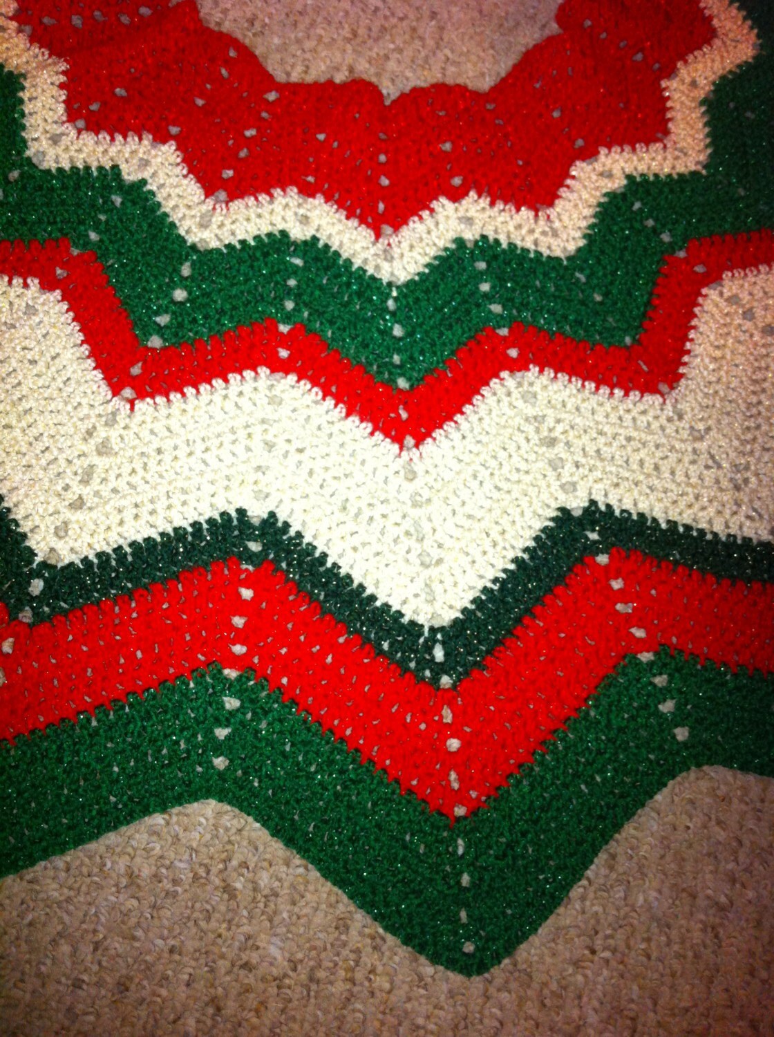 Retro Ripple Crochet Christmas Tree Skirt Etsy