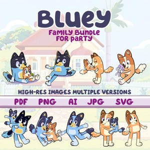 Bluey Family Bundle Clipart, My Birthday Png, Birthday Party Png, Birthday Gifts, Bluey Family Png,  Bluey Cut Files For Cricut, Bluey Bingo