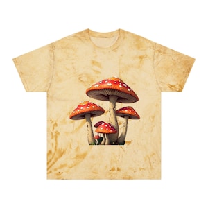 T-shirt Color Blast Mushroom, tie-dye psychedelisch T-shirt, hippieshirt uniseks, festivalkleding, trippy paddenstoeltop