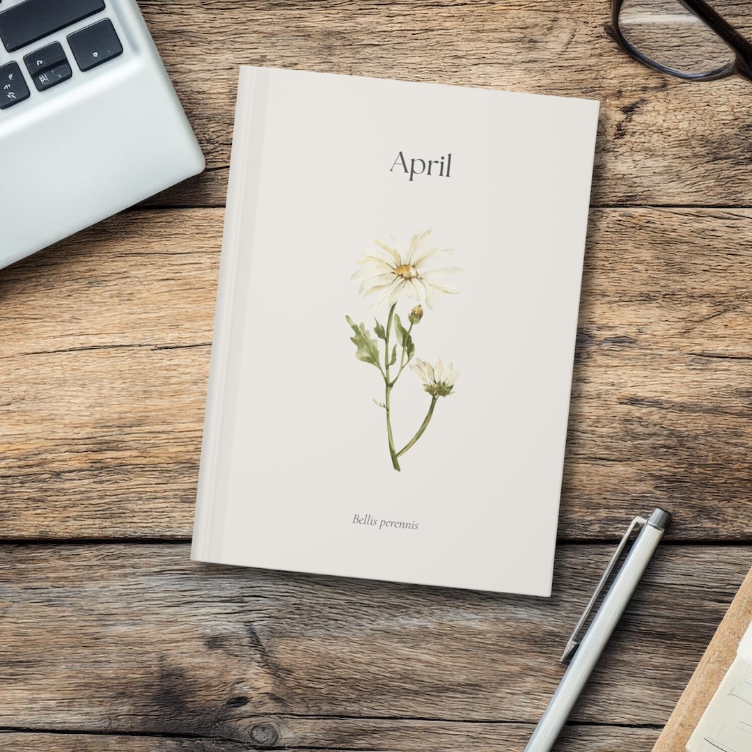 Notebook April April Birth Flower Journal | Botanical Hardcover Lined Notebook ...