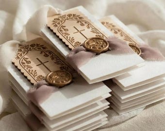 Baptism Favor First Communion Guest Gift Godparent Card from Sponsor Catholic Gift Small Party Gift for Christening Bookmark with Bow Themed