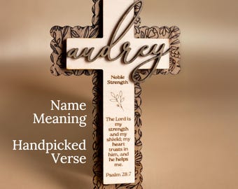Presente cristão para afilhado, ideia de Natal para crianças, cruz de madeira personalizada, sinal com significado do nome, versículo bíblico, presente, oração personalizada para sobrinha