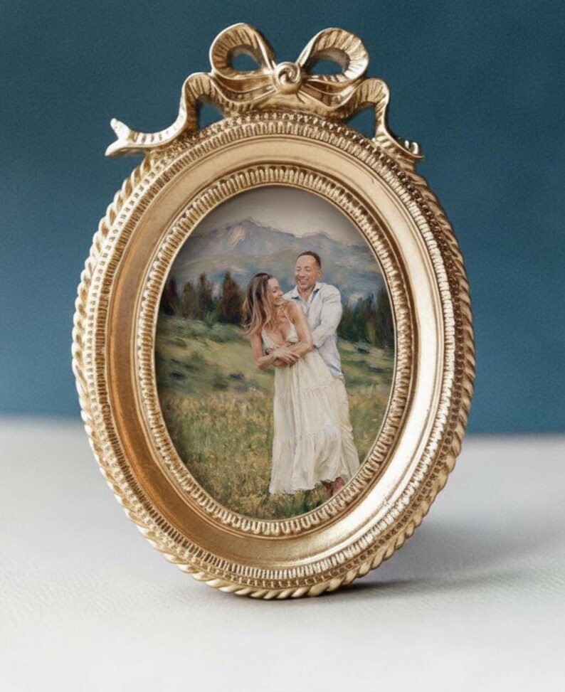 Custom Portrait Engagement Gift for Bridal Shower Present for New Couple Illustration Wedding Memory Display Frame Photo Keepsake Ornament image 17
