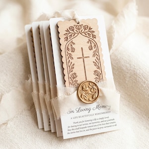 Funeral Favor for Guests: Personalized Memorial Bookmark with Prayer Card