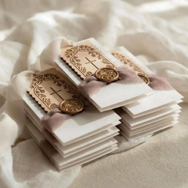 First Communion favor Catholic bookmark with bow baptism gift for godparent card from sponsor small party gift christening themed keepsake religious celebration favor sacrament milestone token church event table favor meaningful Catholic present child faith keepsake spiritual celebration gift prayer book marker Bible reading accessory elegant ribbon bookmark