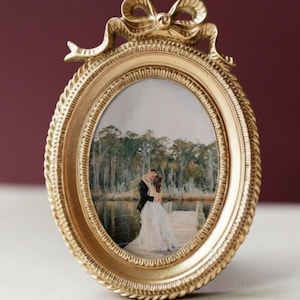 Custom Portrait Engagement Gift for Bridal Shower Present for New Couple Illustration Wedding Memory Display Frame Photo Keepsake Ornament image 6