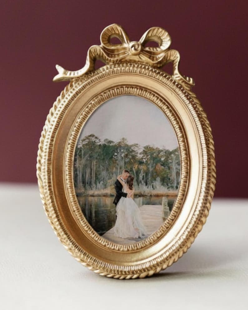 Custom Portrait Engagement Gift for Bridal Shower Present for New Couple Illustration Wedding Memory Display Frame Photo Keepsake Ornament image 6
