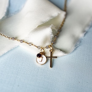 Goddaughter Gift Christian Bracelet Cross Symbol Personalized Jewelry Baptism Present Confirmation Keepsake Meaningful Celebration Religious Milestone Gold Plated Design Handmade Quality Faith Accessory Custom Initial Charm Birthstone