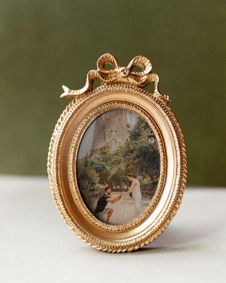 Custom Portrait Engagement Gift for Bridal Shower Present for New Couple Illustration Wedding Memory Display Frame Photo Keepsake Ornament image 12