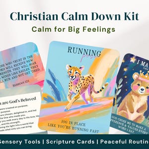 Christian Calm Down Kit voor kinderen Afdrukbaar Sensory Calm Corner Bijbelvers Emotieregulatie Activiteit Gids voor zachte positieve discipline