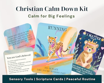 Christian Calm Down Kit for Kids Printable Sensory Calm Corner Bible Verse Emotion Regulation Activity Gentle Positive Discipline Guide