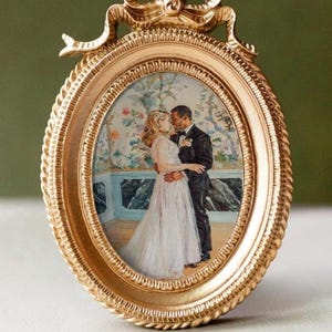 Custom Portrait Engagement Gift for Bridal Shower Present for New Couple Illustration Wedding Memory Display Frame Photo Keepsake Ornament image 10