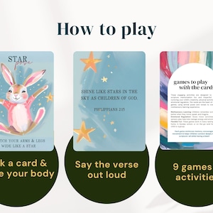 Christian Homeschool Movement Cards Sunday School Game Bible Teaching Resource Printable Download Children Ministry Tools Animal Themed Activities Gross Motor Skills Development Educational Resource Complete Set Scripture Based Learning