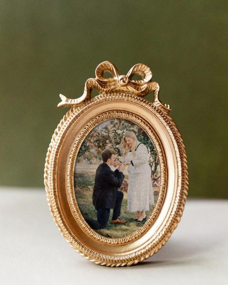 Custom Portrait Engagement Gift for Bridal Shower Present for New Couple Illustration Wedding Memory Display Frame Photo Keepsake Ornament image 1
