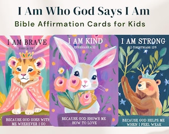 Christian Affirmation Cards for Kids Homeschool Prayer Printable Bible Verse Affirmation Activity Preschool Scripture Identity Flash Cards
