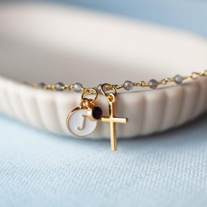 Christian Cross Bracelet Baptism Gift Goddaughter Present Confirmation Jewelry Faith Keepsake Gold Religious Teen Girl Catholic Handmade