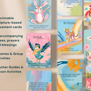 Christian Homeschool Sunday School Game Movement Cards Animal Learning Activities Teaching Tools Printable Download Educational Games Complete Set Scripture Based Movement Activities Gross Motor Development Young Children Learning Resource