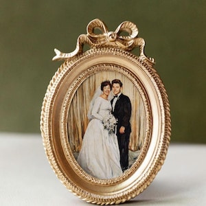 Custom Portrait Engagement Gift for Bridal Shower Present for New Couple Illustration Wedding Memory Display Frame Photo Keepsake Ornament image 16