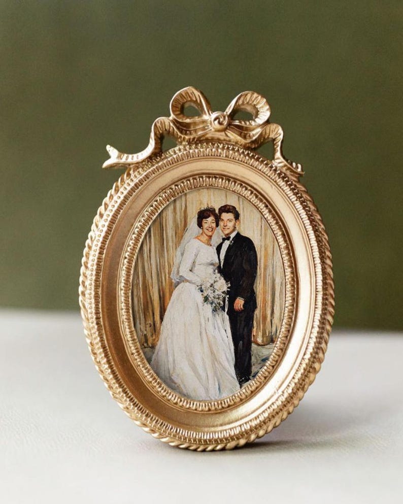 Custom Portrait Engagement Gift for Bridal Shower Present for New Couple Illustration Wedding Memory Display Frame Photo Keepsake Ornament image 16
