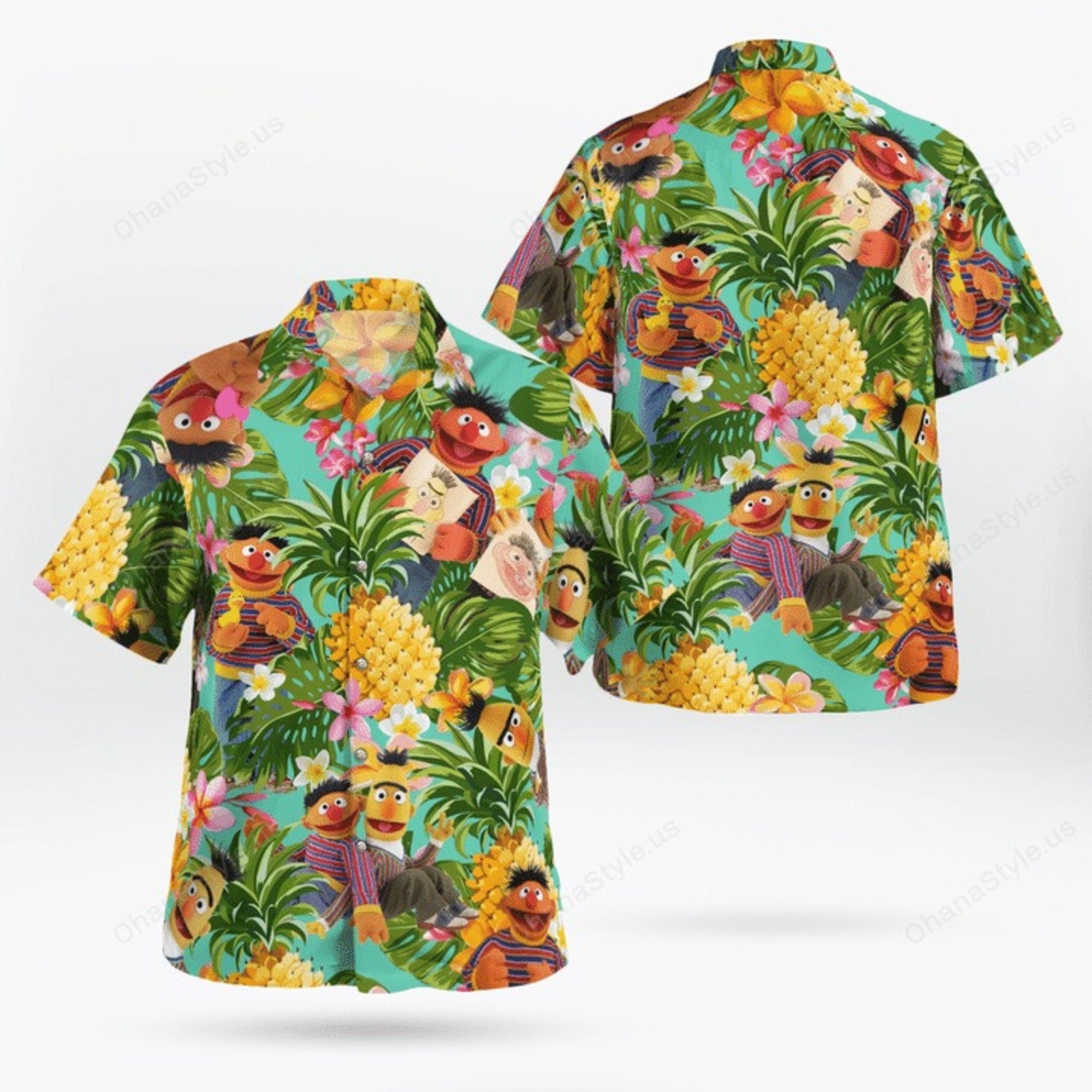 Bert Und Ernie, Puppet Tropical Hawaiian Shirt Bert Und Ernie, Puppet Tropical Hawaiian Shirt