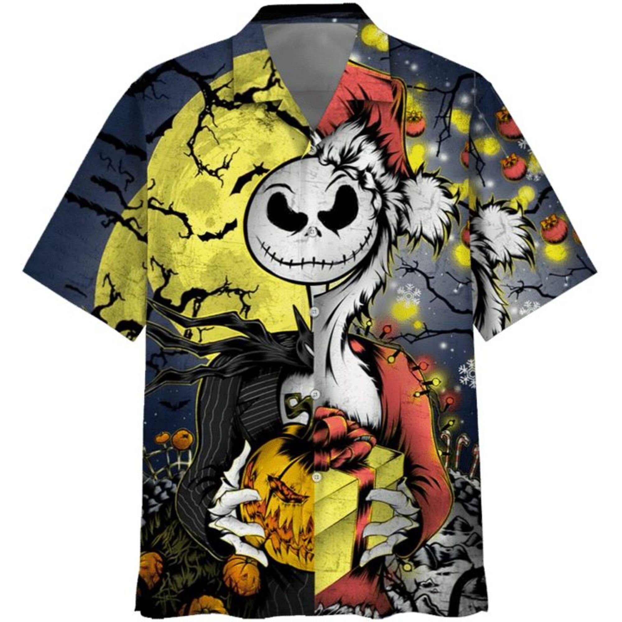 Jack Skellington Frohe Weihnachten Hawaiian Shirt Jack Skellington Frohe Weihnachten Hawaiian Shirt