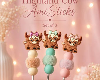 Crochet Tension Stick | Ergonomic Amigurumi Tool | Highland Cow Accessory