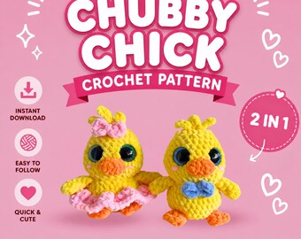 Chubby Chick Crochet Pattern | No-Sew Amigurumi PDF | Beginner Chick | Digital Download