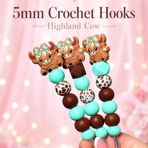 Ergonomic 5mm Crochet Hook | Highland Cow Amigurumi Crafting Needle image 1